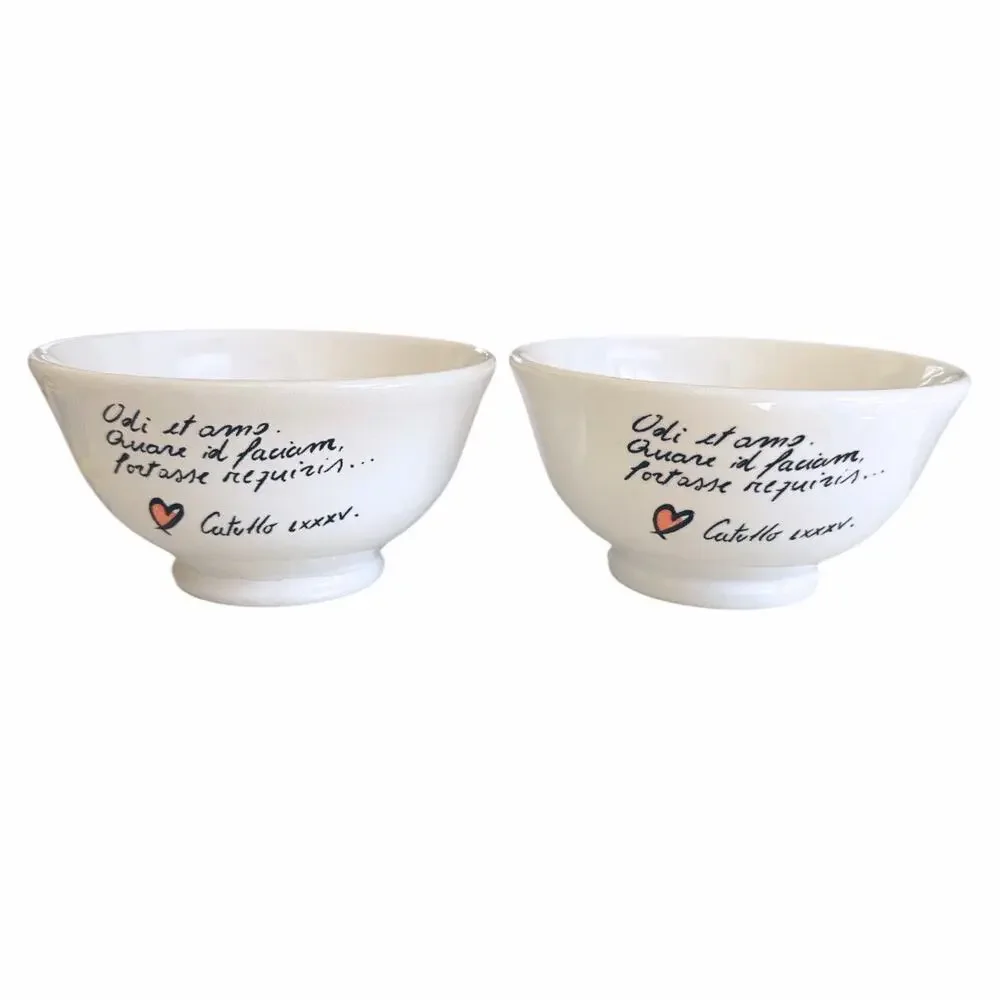Quadrifoglio Ceramics Made in Italy Latin Quote Set of 2 Cereal Bowls
